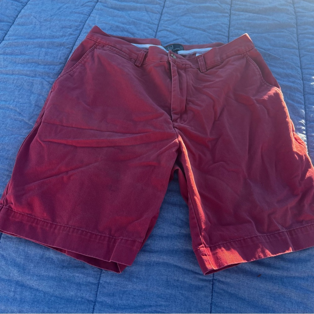 Vintage Polo Ralph Lauren Faded Red Cotton Shorts Country Club Golf Size 34”
